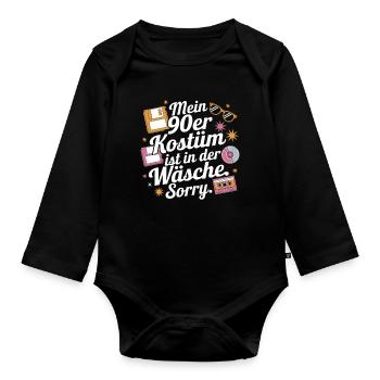 My 90s Costume In The Lingerie Theme Party - Organic Longsleeve Baby Bodysuit - black - Front