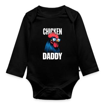 Chicken Daddy Hühner Vatertag Geflügelzüchter Hahn - Baby Bio-Langarm-Body - Schwarz - Vorne