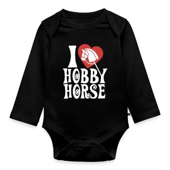 J’aime hobby cheval - Coeur - Hobby - Body Bébé bio manches longues - noir - Devant