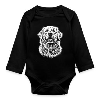 Chien de montagne des Pyrénées Portrait Chien Chien - Body Bébé bio manches longues - noir - Devant