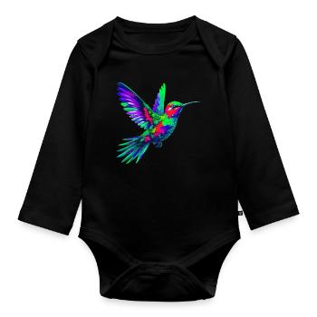 Hummingbird - Organic Longsleeve Baby Bodysuit - black - Front