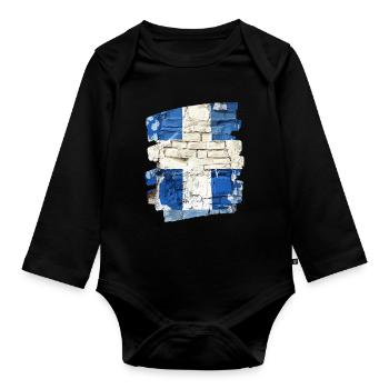 Finnische Flagge Finnland - Baby Bio-Langarm-Body - Schwarz - Vorne