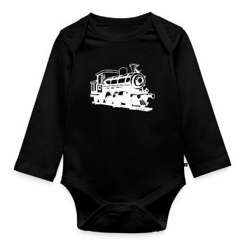 Dessin de locomotive - Body Bébé bio manches longues - noir - Devant