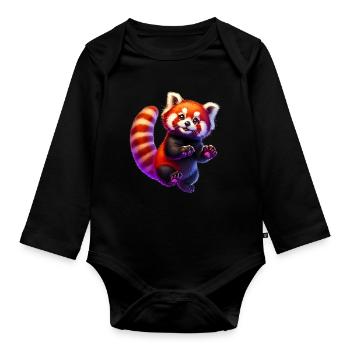Petit panda - Body Bébé bio manches longues - noir - Devant