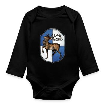 Wappen Hirsch - Baby Bio-Langarm-Body - Schwarz - Vorne
