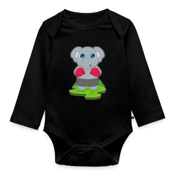 Elephant Boxer Gants de boxe Boxe - Body Bébé bio manches longues - noir - Devant