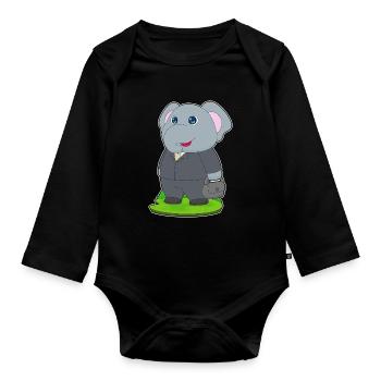 Elefant Handtasche - Baby Bio-Langarm-Body - Schwarz - Vorne
