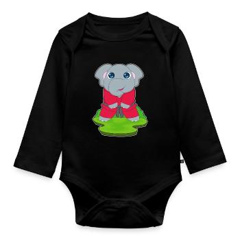 Elefant Karate Kampfsport - Baby Bio-Langarm-Body - Schwarz - Vorne