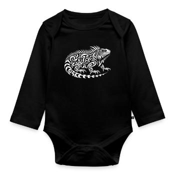 Iguane tribal - Body Bébé bio manches longues - noir - Devant