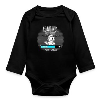 Baby lädt… Ankunft: April 2025 - Baby Bio-Langarm-Body - Schwarz - Vorne