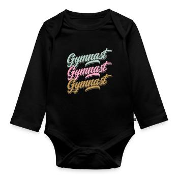 Gymnast Schriftzug für Athleten und - Baby Bio-Langarm-Body - Schwarz - Vorne