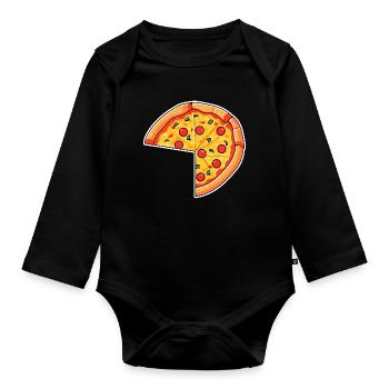 Pizza Cartoon Look - Organic Longsleeve Baby Bodysuit - black - Front