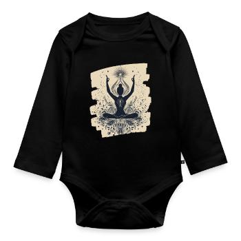 Yoga Namaste Meditation - Organic Longsleeve Baby Bodysuit - black - Front