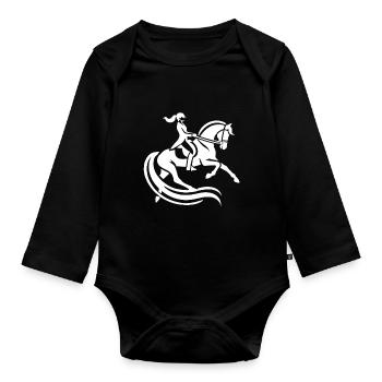 Dressurreiterin - Baby Bio-Langarm-Body - Schwarz - Vorne