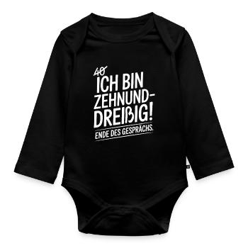 Zehnunddreißig Vierzig Geschenk Für 40. Geburtstag - Baby Bio-Langarm-Body - Schwarz - Vorne