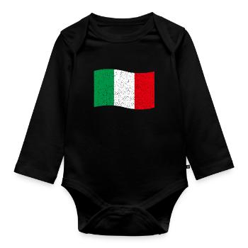 drapeau italien vintage - Body Bébé bio manches longues - noir - Devant