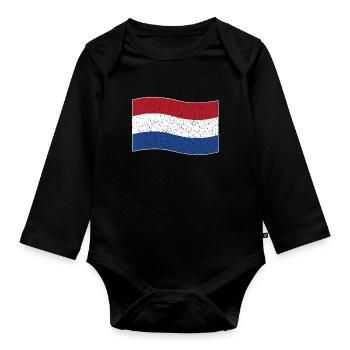 drapeau néerlandais vintage - Body Bébé bio manches longues - noir - Devant