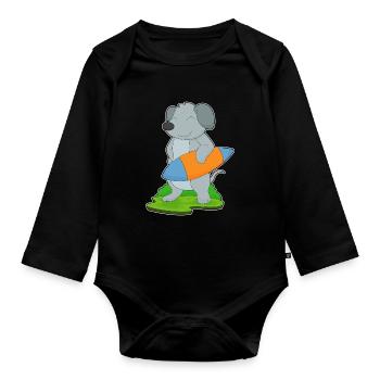 Dog Surfing Surfboard Summer - Organic Longsleeve Baby Bodysuit - black - Front