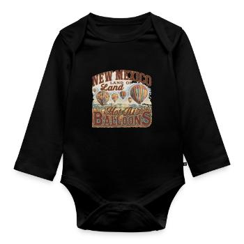 New Mexico Land Of Hot Air Balloons Abenteuer - Baby Bio-Langarm-Body - Schwarz - Vorne