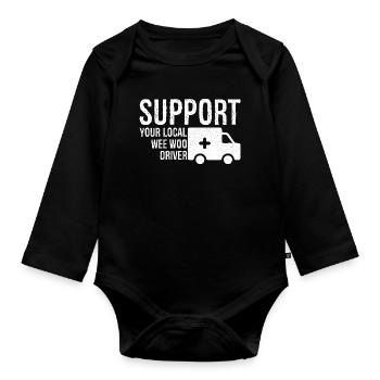 support your local wee woo driver - Baby Bio-Langarm-Body - Schwarz - Vorne