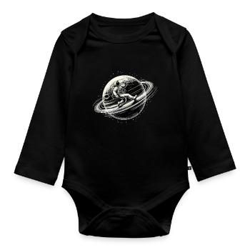 Astronaut Planet große Ziele Orbit Joggen Geschenk - Baby Bio-Langarm-Body - Schwarz - Vorne