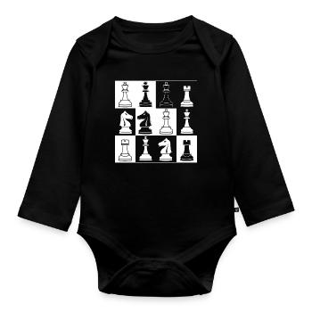 Chess Pieces Sketch - Organic Longsleeve Baby Bodysuit - black - Front