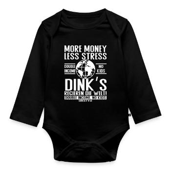 More Money Less Stress – DINK Lifestyle - Organic Longsleeve Baby Bodysuit - black - Front