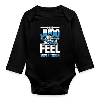 Judo makes me really strong and super tough - Organic Longsleeve Baby Bodysuit - black - Front