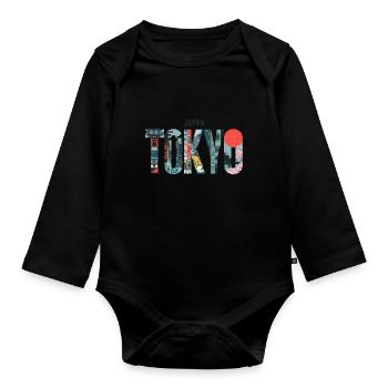 Japon Tokyo Cityscape Voyage Aventure - Body Bébé bio manches longues - noir - Devant