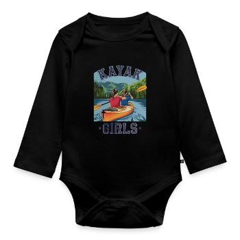 Kayak Girls Nature Adventure for Water Sports - Organic Longsleeve Baby Bodysuit - black - Front