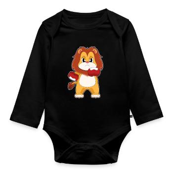 Lion Boxer Boxing Gloves Boxing - Organic Longsleeve Baby Bodysuit - black - Front