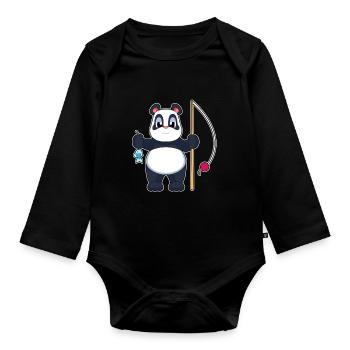 Pêche au panda Angler Fish - Body Bébé bio manches longues - noir - Devant
