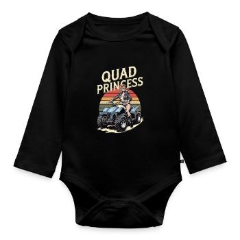 Quad Princess Adventure Retro Style - Organic Longsleeve Baby Bodysuit - black - Front