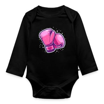 Boxing Gloves Graphic - Organic Longsleeve Baby Bodysuit - black - Front