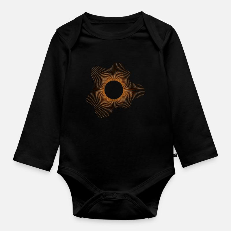 Solar Eclipse Geometric Design - Organic Longsleeve Baby Bodysuit - black