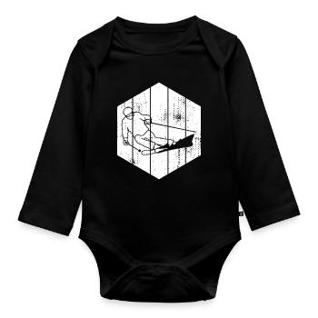 Dessin de skieur - Body Bébé bio manches longues - noir - Devant