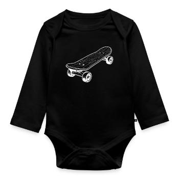 Skateboard Sketch - Organic Longsleeve Baby Bodysuit - black - Front