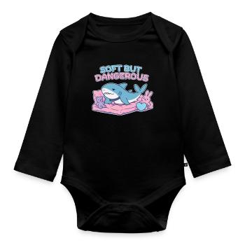BLAHAJ – Soft & Danger - Organic Longsleeve Baby Bodysuit - black - Front