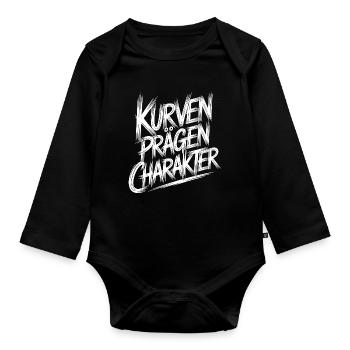 Curves shape character - Organic Longsleeve Baby Bodysuit - black - Front