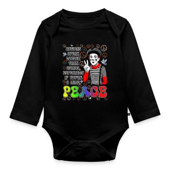 La paix est la chose la plus importante - Body Bébé bio manches longues - noir - Devant