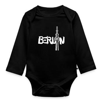 Graffiti Berlin - Berlin TV Tower - Organic Longsleeve Baby Bodysuit - black - Front
