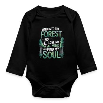 Dans la forêt où je vais pour perdre la tête Trouver mon âme - Body Bébé bio manches longues - noir - Devant