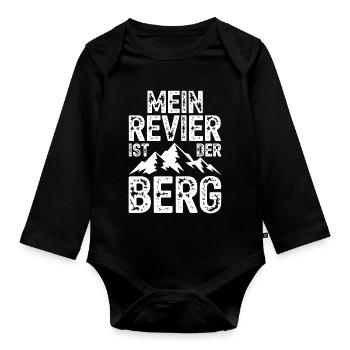 Mon territoire, c’est la montagne - Body Bébé bio manches longues - noir - Devant