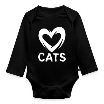 cats Liebe - Herzsymbol für Katzenfreunde - Baby Bio-Langarm-Body - Schwarz - Vorne