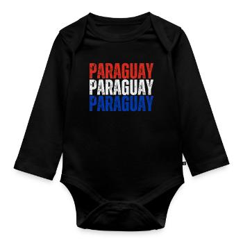 Paraguayan pride, Paraguayan flag - Organic Longsleeve Baby Bodysuit - black - Front
