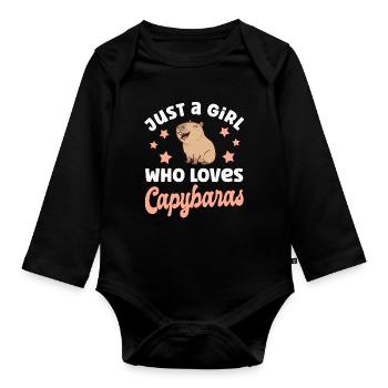 Capybara Wasserschwein - Baby Bio-Langarm-Body - Schwarz - Vorne