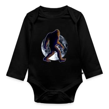 Bigfoot, Sasquatch et lune - Body Bébé bio manches longues - noir - Devant