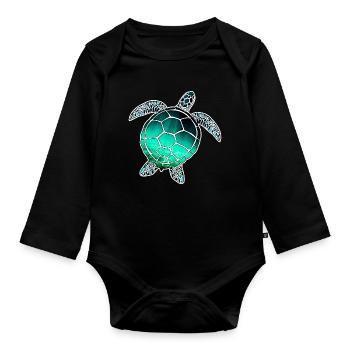 Tortue marine - Body Bébé bio manches longues - noir - Devant