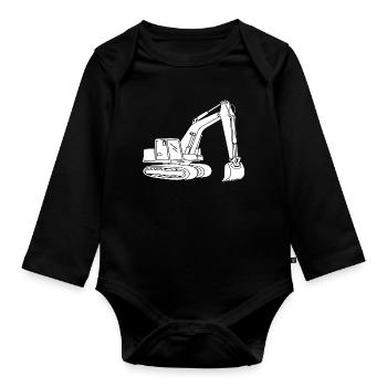Pelle Silhouette Opérateur d’engins de construction Génie civil - Body Bébé bio manches longues - noir - Devant