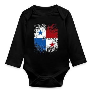 Panamanian Pride, Panamanian Flag - Organic Longsleeve Baby Bodysuit - black - Front